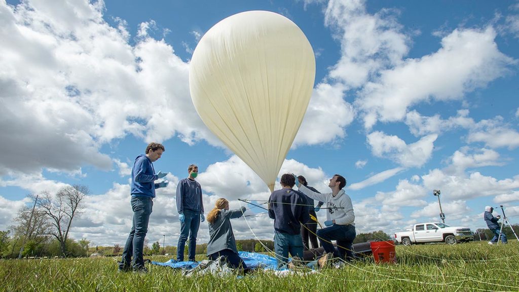 IrishSat students preparing balloon and payload for launch